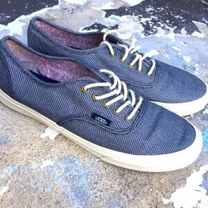 Vans blue canvas lace up loafers women 9